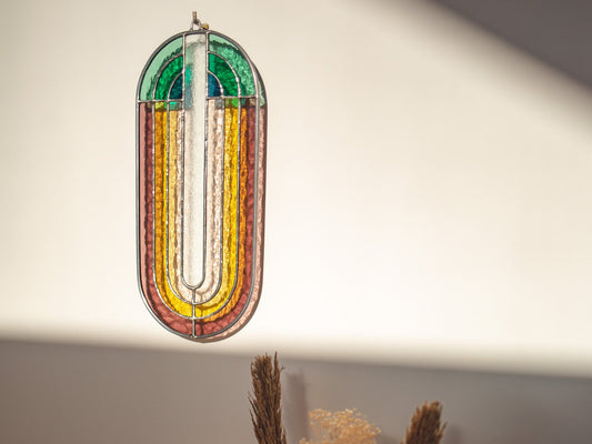 Owalny witraż Art Deco dekoracja salonu
