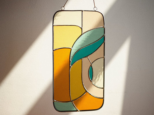 Witraże w stylu retro 11 x 5 cali, nowoczesny łapacz słońca, szklana zawieszka ścienna